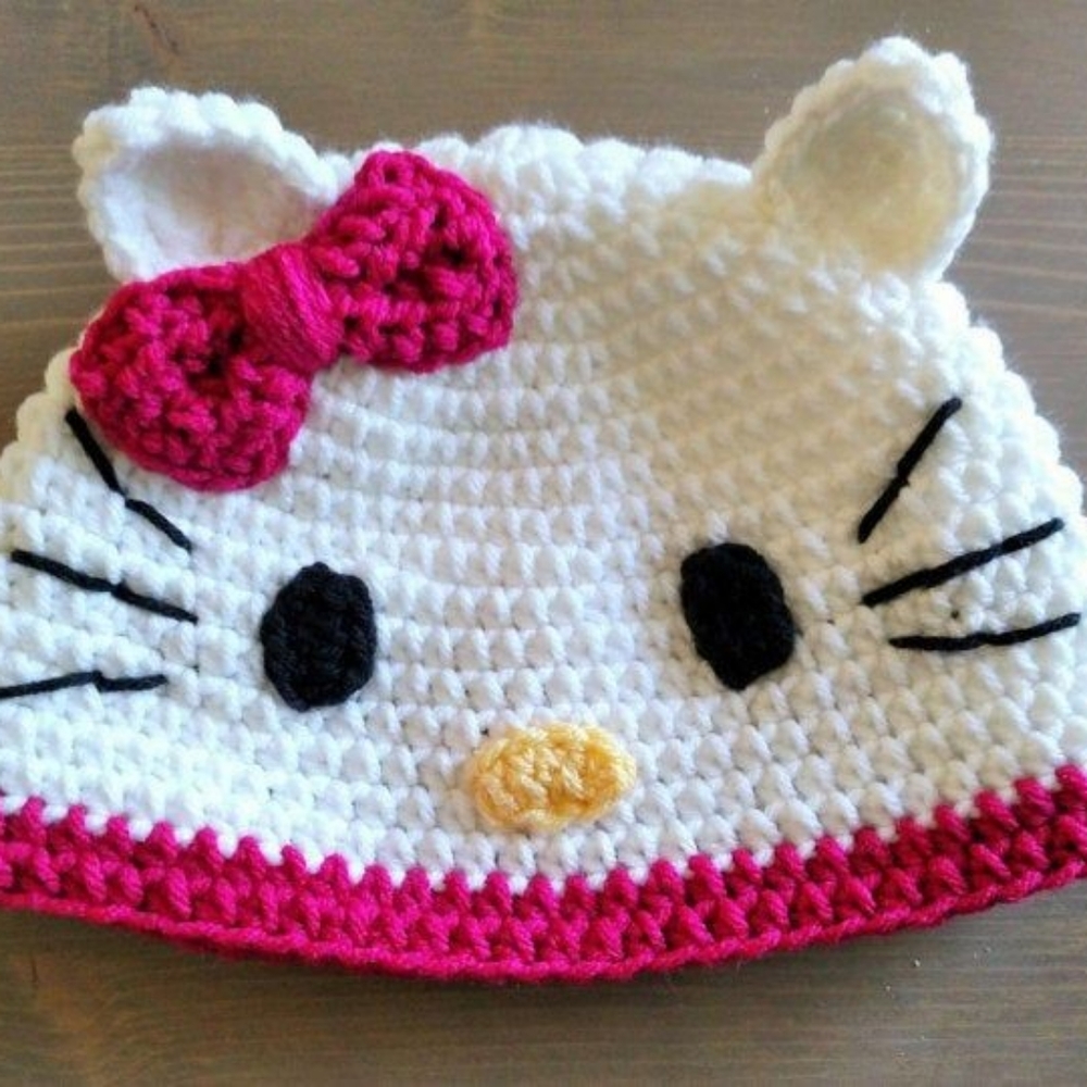 Hello Kitty baby hat, handmade crochet any size